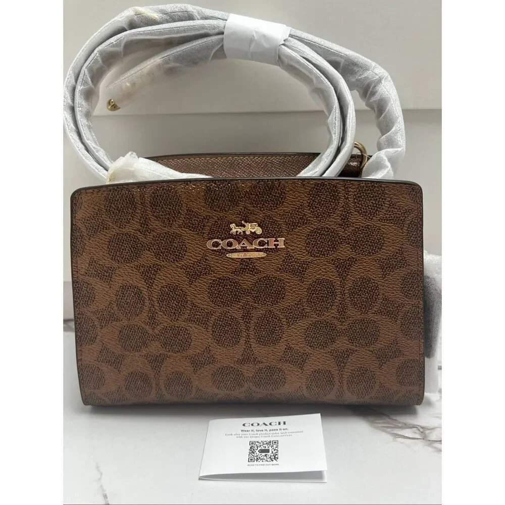 🔥🎁NWT! Coach Gia Crossbody Bag In Sig Canvas Brown/Copper CCK70 Msrp: $298.00 - Picture 2 of 10